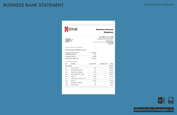 Sri Lanka Seylan Bank – Kontoauszug (Word- und PDF-Beispiel)